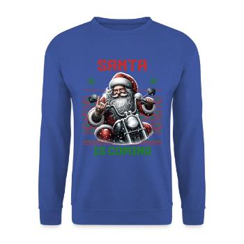 Motorcycle Santa Claus Biker Christmas - Unisex Sweatshirt - royal blue - Front - Alina (178cm) & Michal (187cm)