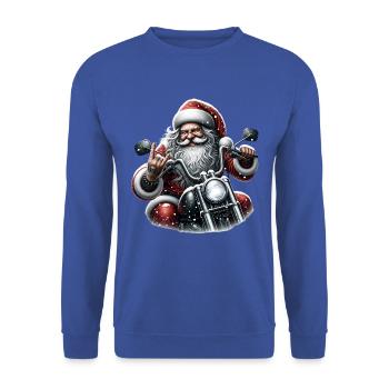 Motorcycle Santa Claus Biker Christmas - Unisex Sweatshirt - royal blue - Front - Alina (178cm) & Michal (187cm)