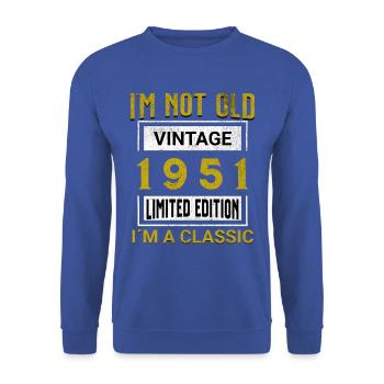 Birthday 74 years old I'm not old I ́m classic - Unisex Sweatshirt - royal blue - Front - Alina (178cm) & Michal (187cm)