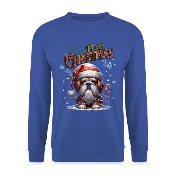Père Noël Chien Noël Hommes et femmes - Sweat-shirt Unisexe - bleu royal - Devant - Alina (178cm) & Michal (187cm)