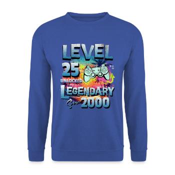 Level 25 Unlocked since 2000 Birthday - Unisex Sweatshirt - royal blue - Front - Alina (178cm) & Michal (187cm)
