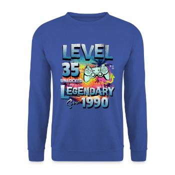 Niveau 35 Débloqué depuis 1982 Anniversaire - Sweat-shirt Unisexe - bleu royal - Devant - Alina (178cm) & Michal (187cm)