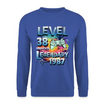 Level 38 Freigeschaltet seit 1982 Geburtstag - Unisex Pullover - Royalblau - Vorne - Alina (178cm) & Michal (187cm)