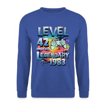 Level 42 Unlocked since 1982 Birthday - Unisex Sweatshirt - royal blue - Front - Alina (178cm) & Michal (187cm)