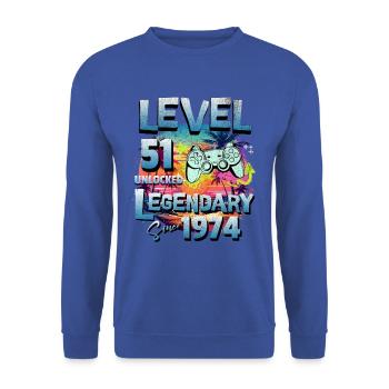 Level 51 Freigeschaltet seit 1982 Geburtstag - Unisex Pullover - Royalblau - Vorne - Alina (178cm) & Michal (187cm)