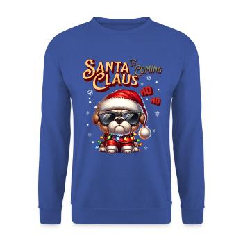 Père Noël Chien Noël Hommes et femmes - Sweat-shirt Unisexe - bleu royal - Devant - Alina (178cm) & Michal (187cm)