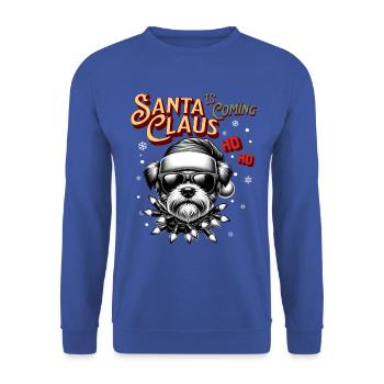 Père Noël Chien Noël Hommes et femmes - Sweat-shirt Unisexe - bleu royal - Devant - Alina (178cm) & Michal (187cm)