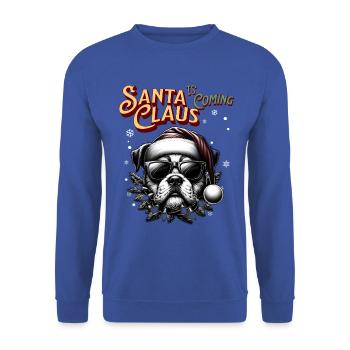 Père Noël Chien Noël Hommes et femmes - Sweat-shirt Unisexe - bleu royal - Devant - Alina (178cm) & Michal (187cm)