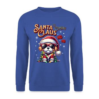 Père Noël Chien Noël Hommes et femmes - Sweat-shirt Unisexe - bleu royal - Devant - Alina (178cm) & Michal (187cm)