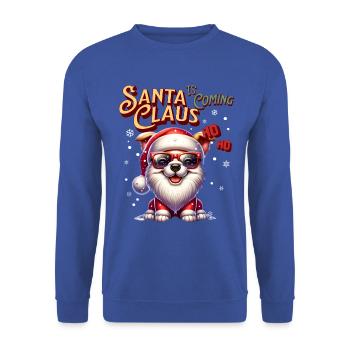 Père Noël Chien Noël Hommes et femmes - Sweat-shirt Unisexe - bleu royal - Devant - Alina (178cm) & Michal (187cm)