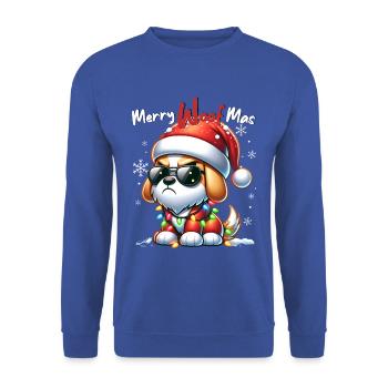 Père Noël Chien Noël Hommes et femmes - Sweat-shirt Unisexe - bleu royal - Devant - Alina (178cm) & Michal (187cm)