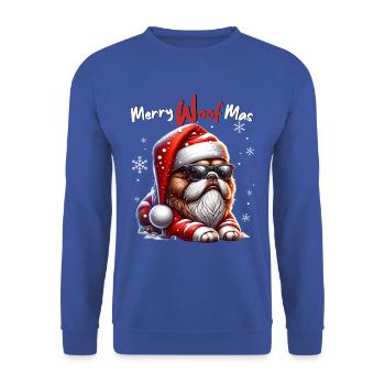 Père Noël Chien Noël Hommes et femmes - Sweat-shirt Unisexe - bleu royal - Devant - Alina (178cm) & Michal (187cm)