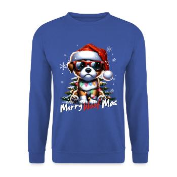 Père Noël Chien Noël Hommes et femmes - Sweat-shirt Unisexe - bleu royal - Devant - Alina (178cm) & Michal (187cm)