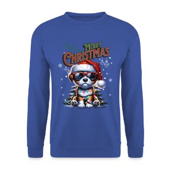Père Noël Chien Noël Hommes et femmes - Sweat-shirt Unisexe - bleu royal - Devant - Alina (178cm) & Michal (187cm)
