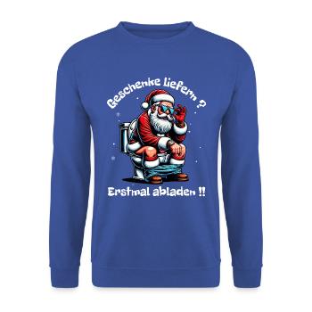 Père Noël Noël Hommes et femmes - Sweat-shirt Unisexe - bleu royal - Devant - Alina (178cm) & Michal (187cm)