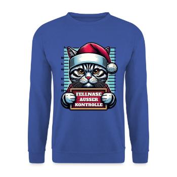 Santa Claus Funny Cats Christmas - Unisex Sweatshirt - royal blue - Front - Alina (178cm) & Michal (187cm)