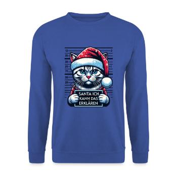Santa Claus Funny Cats Christmas - Unisex Sweatshirt - royal blue - Front - Alina (178cm) & Michal (187cm)