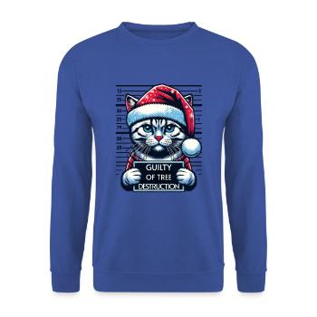 Santa Claus Christmas Funny Cats Mugshot - Unisex Sweatshirt - royal blue - Front - Alina (178cm) & Michal (187cm)