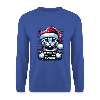 Santa Claus Christmas Funny Cats Mugshot - Unisex Sweatshirt - royal blue - Front - Alina (178cm) & Michal (187cm)