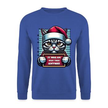 Père Noël Noël Drôle de chats Mugshot - Sweat-shirt Unisexe - bleu royal - Devant - Alina (178cm) & Michal (187cm)