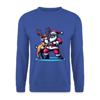 Santa Claus is dancing on xmas Christmas funny - Unisex Pullover - Royalblau - Vorne - Alina (178cm) & Michal (187cm)
