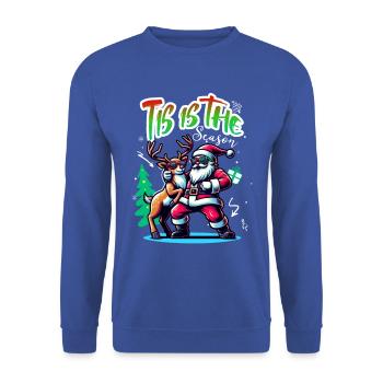 Santa Claus is dancing on xmas Christmas funny - Unisex Pullover - Royalblau - Vorne - Alina (178cm) & Michal (187cm)