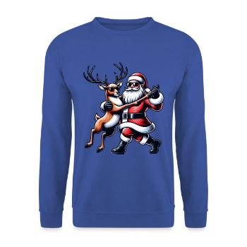 Santa Claus is dancing on xmas Christmas funny - Unisex Pullover - Royalblau - Vorne - Alina (178cm) & Michal (187cm)