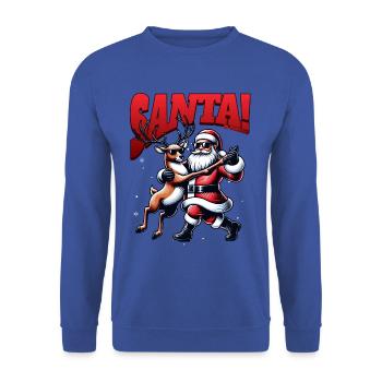 Santa Claus is dancing on xmas Christmas funny - Unisex Pullover - Royalblau - Vorne - Alina (178cm) & Michal (187cm)