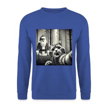 Cat & Santa really exists Selfie Christmas - Unisex Pullover - Royalblau - Vorne - Alina (178cm) & Michal (187cm)