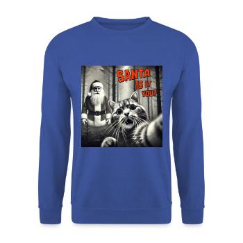 Cat & Santa really exists Selfie Christmas - Unisex Pullover - Royalblau - Vorne - Alina (178cm) & Michal (187cm)