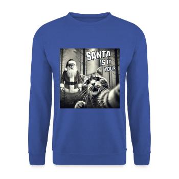Cat & Santa really exists Selfie Christmas - Unisex Pullover - Royalblau - Vorne - Alina (178cm) & Michal (187cm)
