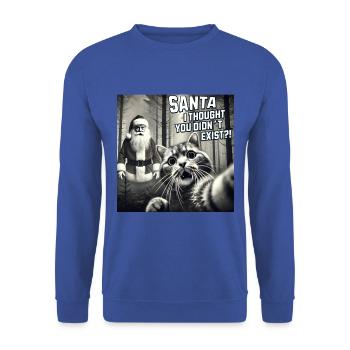 Cat & Santa really exists Selfie Christmas - Unisex Pullover - Royalblau - Vorne - Alina (178cm) & Michal (187cm)