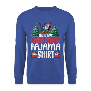 Sleep lazy Santa Claus This is my Christmas pajama - Unisex Pullover - Royalblau - Vorne - Alina (178cm) & Michal (187cm)