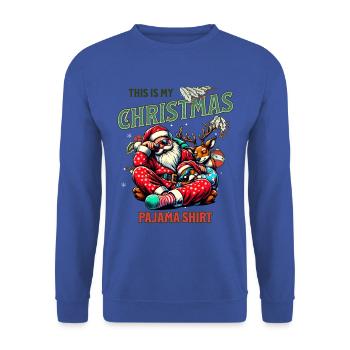 Sleep lazy Santa Claus This is my Christmas pajama - Unisex Pullover - Royalblau - Vorne - Alina (178cm) & Michal (187cm)
