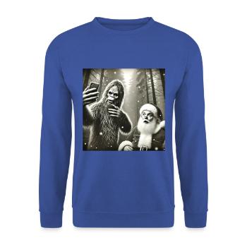 Katzen Selfie- Santa selfie Weihnachten - Unisex Pullover - Royalblau - Vorne - Alina (178cm) & Michal (187cm)