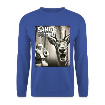 Katzen Selfie- Santa selfie Weihnachten - Unisex Pullover - Royalblau - Vorne - Alina (178cm) & Michal (187cm)