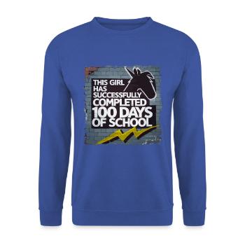 Funny Outfit teacher & student 100 days of school - Unisex Sweatshirt - royal blue - Front - Alina (178cm) & Michal (187cm)