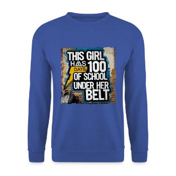 Funny Outfit teacher & student 100 days of school - Unisex Sweatshirt - royal blue - Front - Alina (178cm) & Michal (187cm)