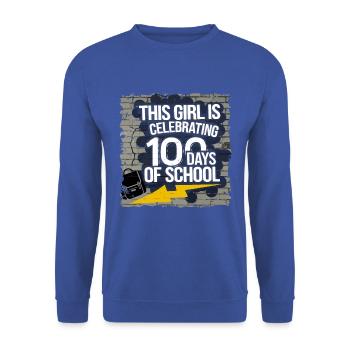 Funny Outfit teacher & student 100 days of school - Unisex Sweatshirt - royal blue - Front - Alina (178cm) & Michal (187cm)