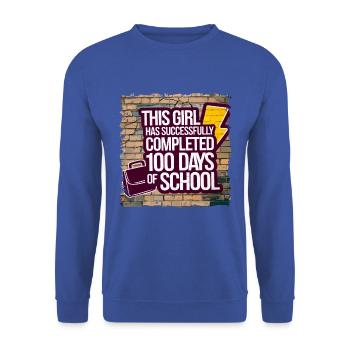 Funny Outfit teacher & student 100 days of school - Unisex Sweatshirt - royal blue - Front - Alina (178cm) & Michal (187cm)