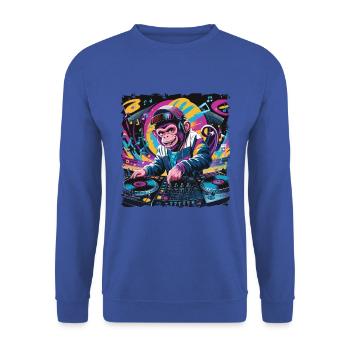 Dj Rave Festival cooler Affe mit Kopfhörer Party - Unisex Pullover - Royalblau - Vorne - Alina (178cm) & Michal (187cm)
