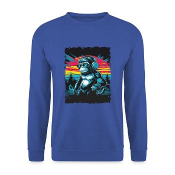 Dj Rave Festival cooler Affe mit Kopfhörer Party - Unisex Pullover - Royalblau - Vorne - Alina (178cm) & Michal (187cm)