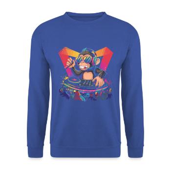 Dj Rave Festival cooler Affe mit Kopfhörer Party - Unisex Pullover - Royalblau - Vorne - Alina (178cm) & Michal (187cm)