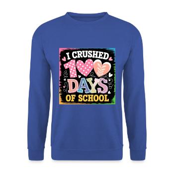 100 jours à l’école Enseignant enfants et garçons - Sweat-shirt Unisexe - bleu royal - Devant - Alina (178cm) & Michal (187cm)