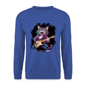 Rock and Roll Cat Guitariste pour hommes-femmes et enfants - Sweat-shirt Unisexe - bleu royal - Devant - Alina (178cm) & Michal (187cm)