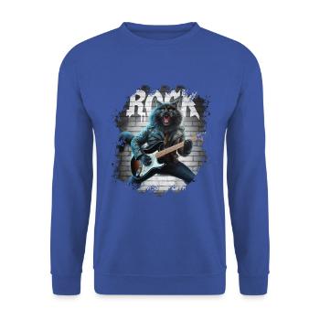 Rock and Roll Cat Guitarist for men-women & kids - Unisex Pullover - Royalblau - Vorne - Alina (178cm) & Michal (187cm)
