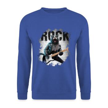 Rock and Roll Cat Guitarist for men-women & kids - Unisex Pullover - Royalblau - Vorne - Alina (178cm) & Michal (187cm)