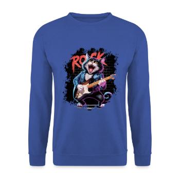 Rock and Roll Cat Guitarist for men-women & kids - Unisex Pullover - Royalblau - Vorne - Alina (178cm) & Michal (187cm)
