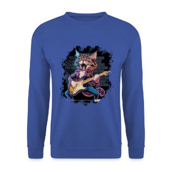 Rock and Roll Cat Guitariste pour hommes-femmes et enfants - Sweat-shirt Unisexe - bleu royal - Devant - Alina (178cm) & Michal (187cm)