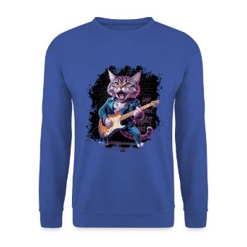 Rock and Roll Cat Guitariste pour hommes-femmes et enfants - Sweat-shirt Unisexe - bleu royal - Devant - Alina (178cm) & Michal (187cm)